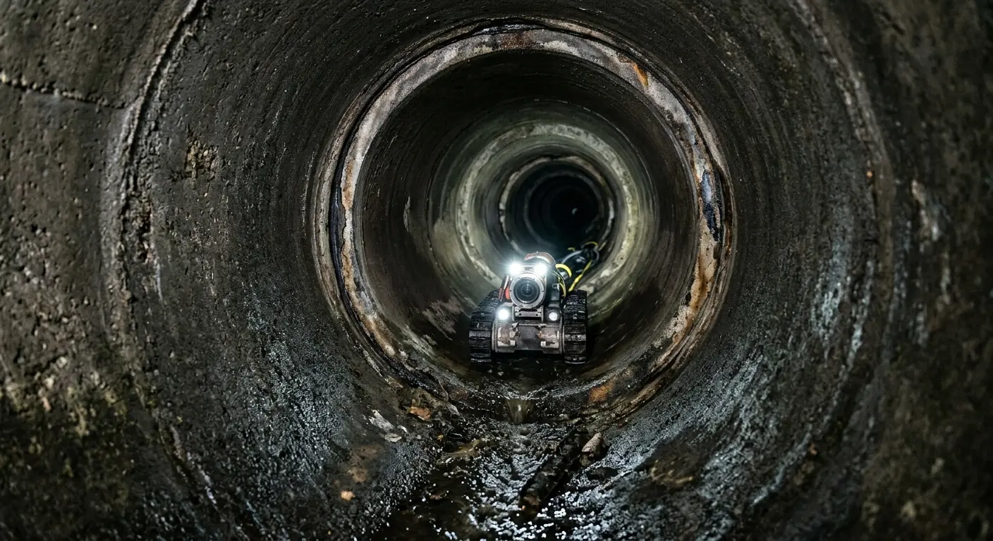 Robotic sewer camera inspecting pipe interior for Drain Snake Service in Santa Fe